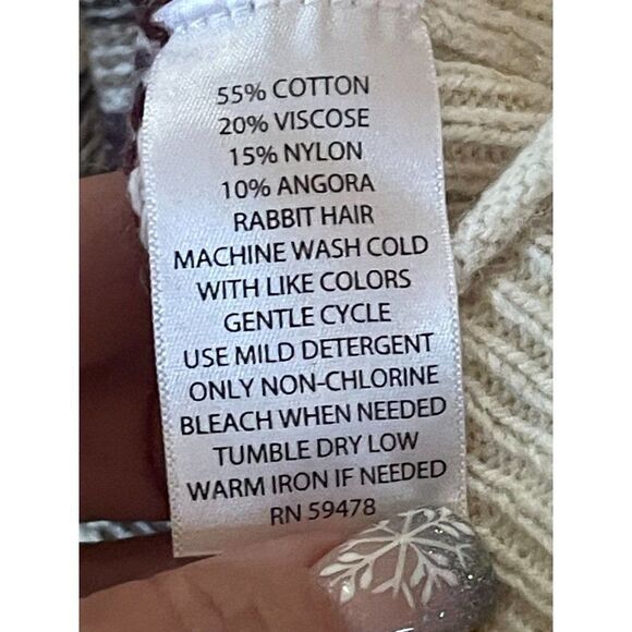 Kaisely Womens Pullover Sweater Ivory Multi Print Size Large Cotton Blend - Picture 4 of 6